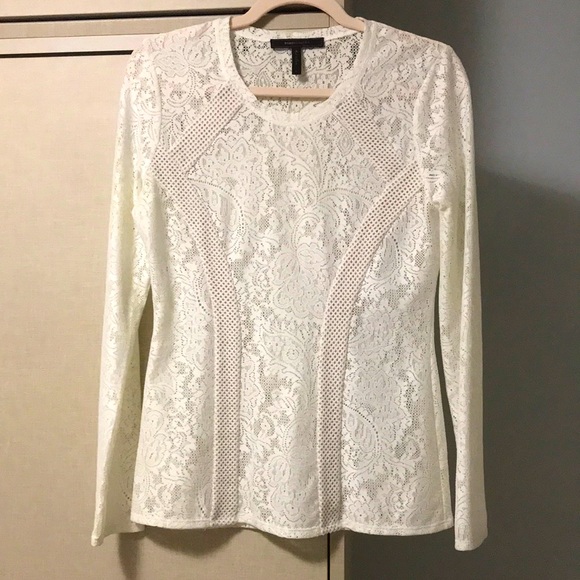 BCBGMaxAzria Tops - BCBGMAXAZRIA  ivory sheer lace top. Size S